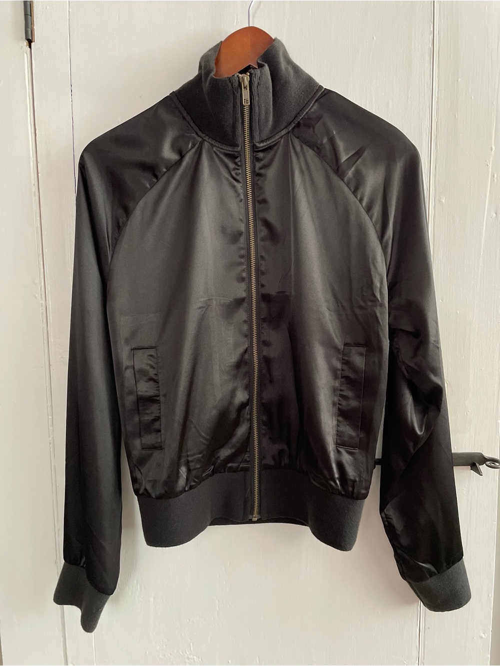 LUX Black Bomber Jacket Full Zip Front Pockets Long Sleeve Womens XS New w/ Tags